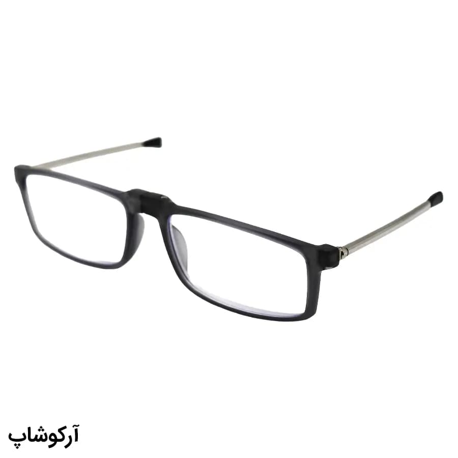 عینک مطالعه تاشو نزدیک بین نمره +1.75 عدسی بلوکات، رنگ طوسی و دسته آنتنی و جمع‌شونده مدل TR101 — تصویر ۴