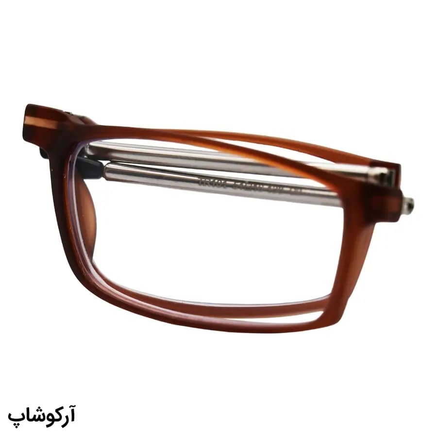 عینک مطالعه تاشو نزدیک بین نمره +1.50 با عدسی بلوکات، رنگ قهوه‌ای و دسته آنتنی و جمع‌شونده مدل TR101 — تصویر ۶