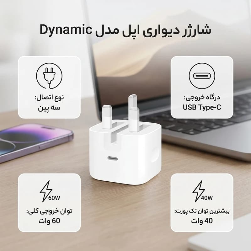 شارژر اپل 40 وات — تصویر ۳