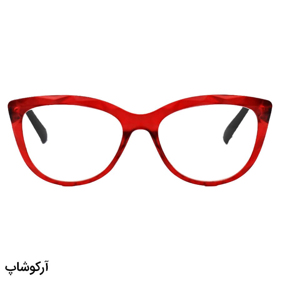عینک مطالعه زنانه نمره +2.75 نزدیک بین (به همراه قاب و دستمال)، رنگ قرمز و دسته فنری و مشکی مدل 18-9 — تصویر ۲