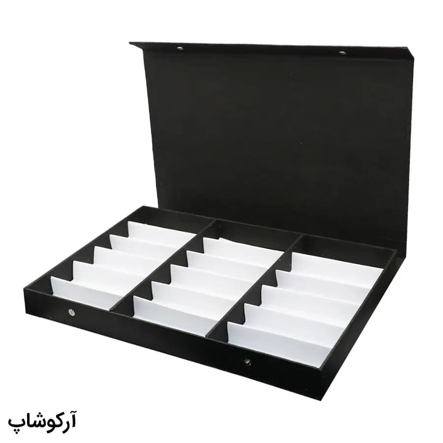 باکس و جعبه 18 تایی عینک طبی با رنگ مشکی و جنس پارچهای اسپان (فایل) مدل 993042