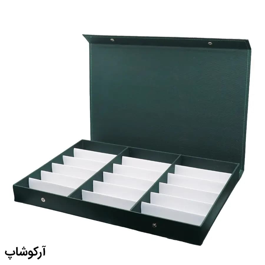 باکس و جعبه 18 تایی عینک طبی با رنگ سبز و جنس پارچهای اسپان (فایل) مدل 993032