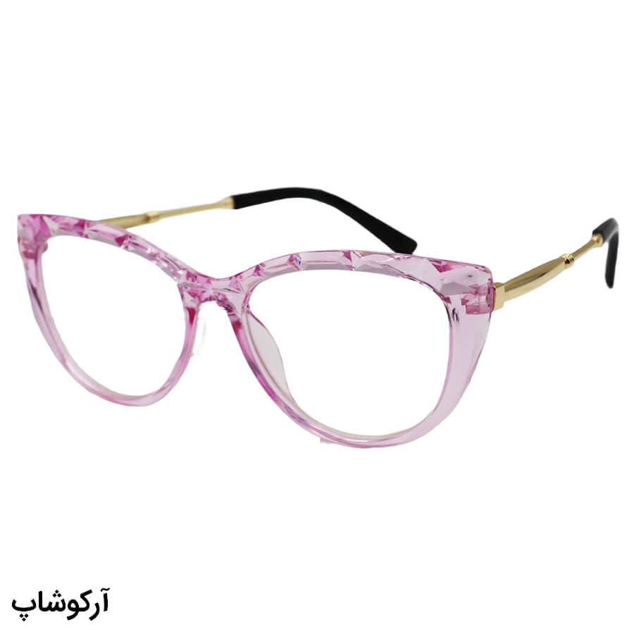 عینک مطالعه نمره +2.75 نزدیک بین با فریم رنگ صورتی (به همراه قاب و دستمال)، مدل 206