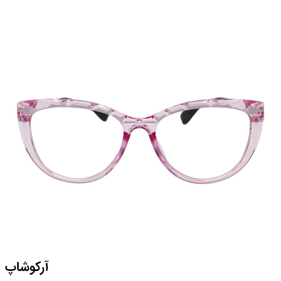 عینک مطالعه نمره +2.75 نزدیک بین با فریم رنگ صورتی (به همراه قاب و دستمال)، مدل 206 — تصویر ۲