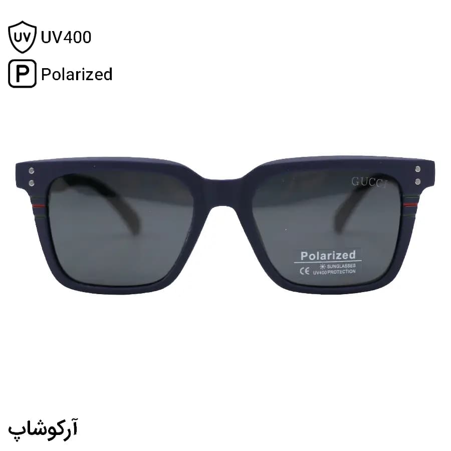 عینک آفتابی Gucci با فریم رنگ مشکی مات، شکل مربعی و لنز دودی تیره و پلاریزه مدل P7123 — تصویر ۱۰