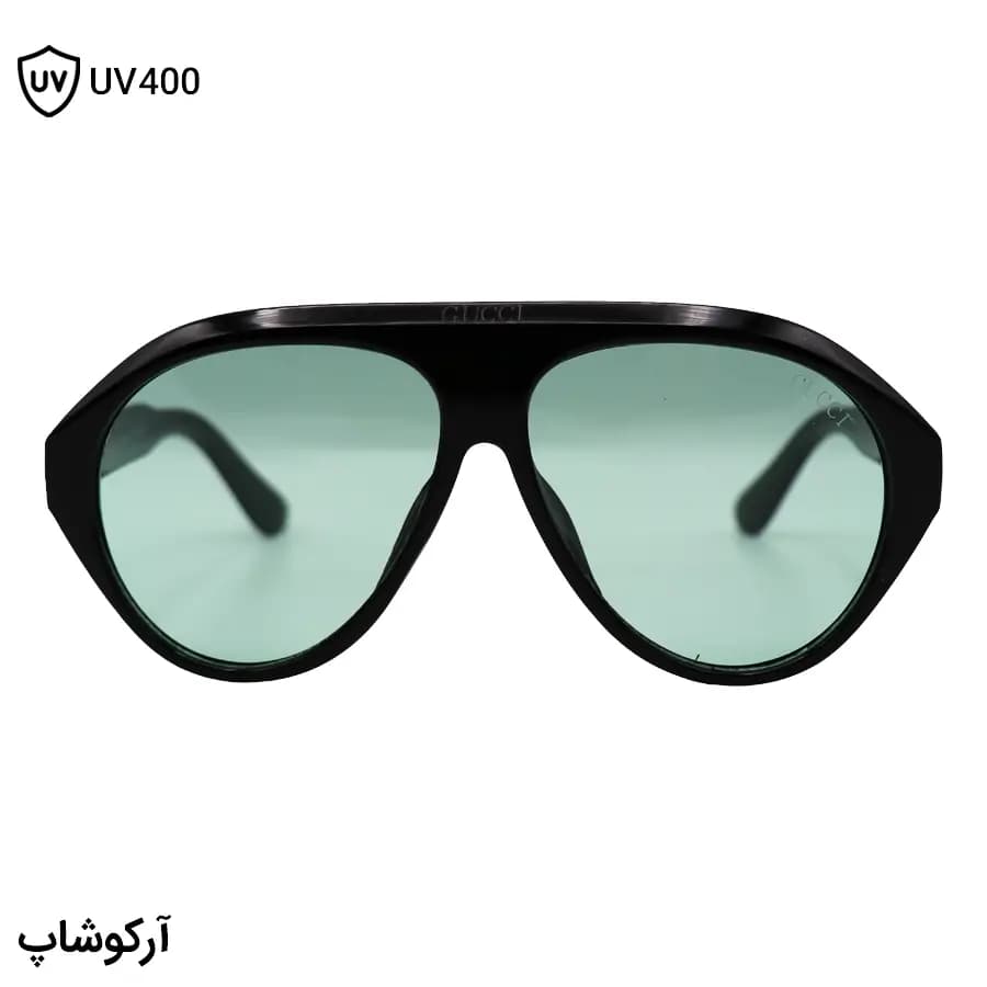 عینک دید در شب ترند گوچی با فریم شکل خلبانی، رنگ مشکی و لنز سبز رنگ مدل ZN3607 — تصویر ۳