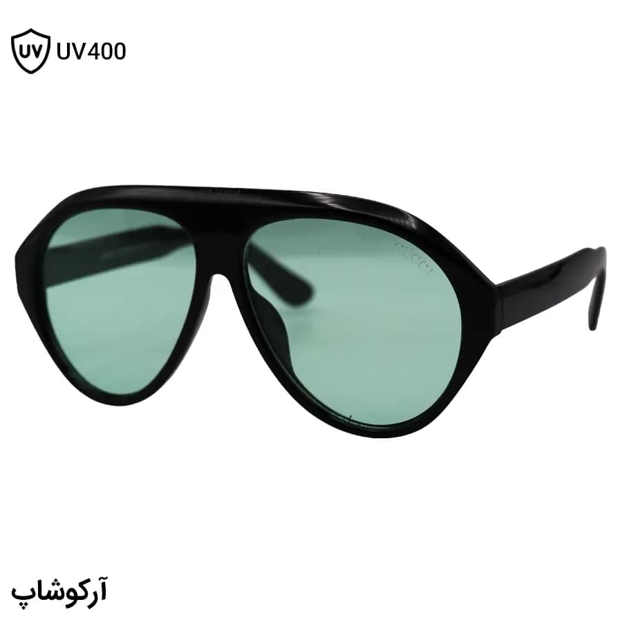 عینک دید در شب ترند گوچی با فریم شکل خلبانی، رنگ مشکی و لنز سبز رنگ مدل ZN3607