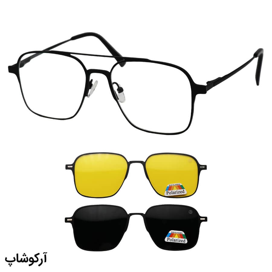 فریم عینک طبی Balmain چند کاوره با فریم رنگ مشکی، مربعی و از جنس آلومینیوم مدل 8013