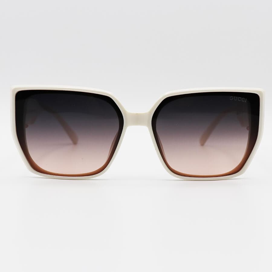 عینک آفتابی GUCCI با فریم مشکی رنگ، پروانه ای شکل، دسته زرشکی و لنز قهوه ای مدل M9055 — تصویر ۹