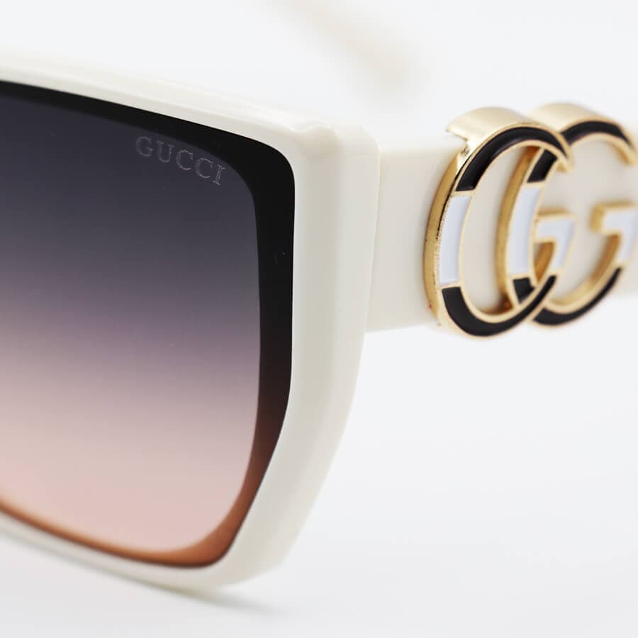 عینک آفتابی GUCCI با فریم مشکی رنگ، پروانه ای شکل، دسته زرشکی و لنز قهوه ای مدل M9055 — تصویر ۱۲