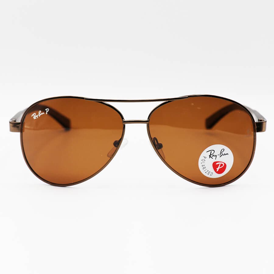 عینک آفتابی Ray-Ban با فریم خلبانی، رنگ مسی و لنز قهوه ای تیره و پلاریزه مدل P2029 — تصویر ۲
