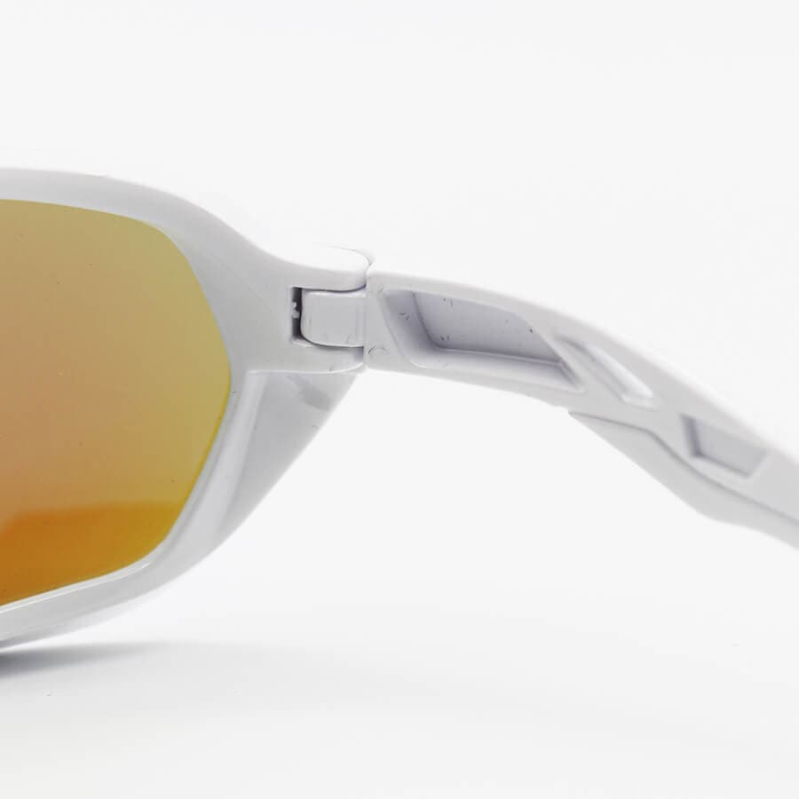 عینک آفتابی ورزشی با فریم سفید رنگ، عدسی آینه ای و آبی رنگ برند اوکلی Oakley مدل 2742 — تصویر ۴