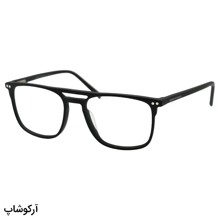 عینک طبی تک کاوره EMPORIO ARMANI با فریم رنگ مشکی مات، شکل خلبانی و کاور دودی تیره و پلاریزه مدل OLD024A — تصویر ۳