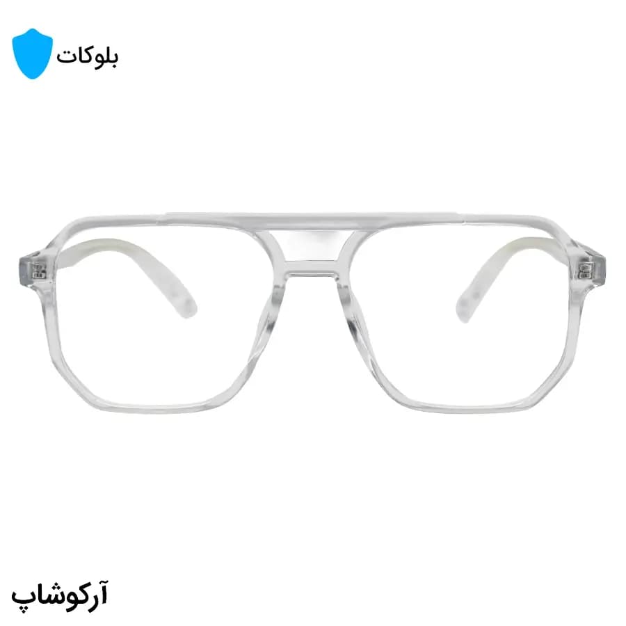 عینک با فریم بی‌رنگ کریستالی، شکل خلبانی، از جنس کائوچو و لنز بلوکات مدل 20345 — تصویر ۳