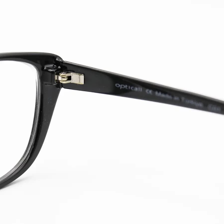 عینک طبی OPTICALL با فریم رنگ مشکی براق، بیضی شکل، جنس TR و ساخت ترکیه مدل MOD157 — تصویر ۵