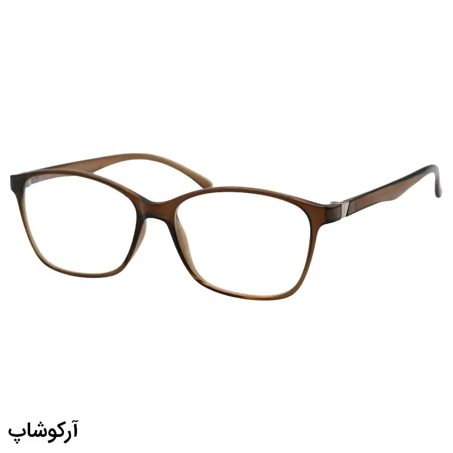 عینک طبی اپتیکال با فریم رنگ قهوه‌ای براق، مستطیلی شکل، جنس TR و ساخت ترکیه مدل MOD127