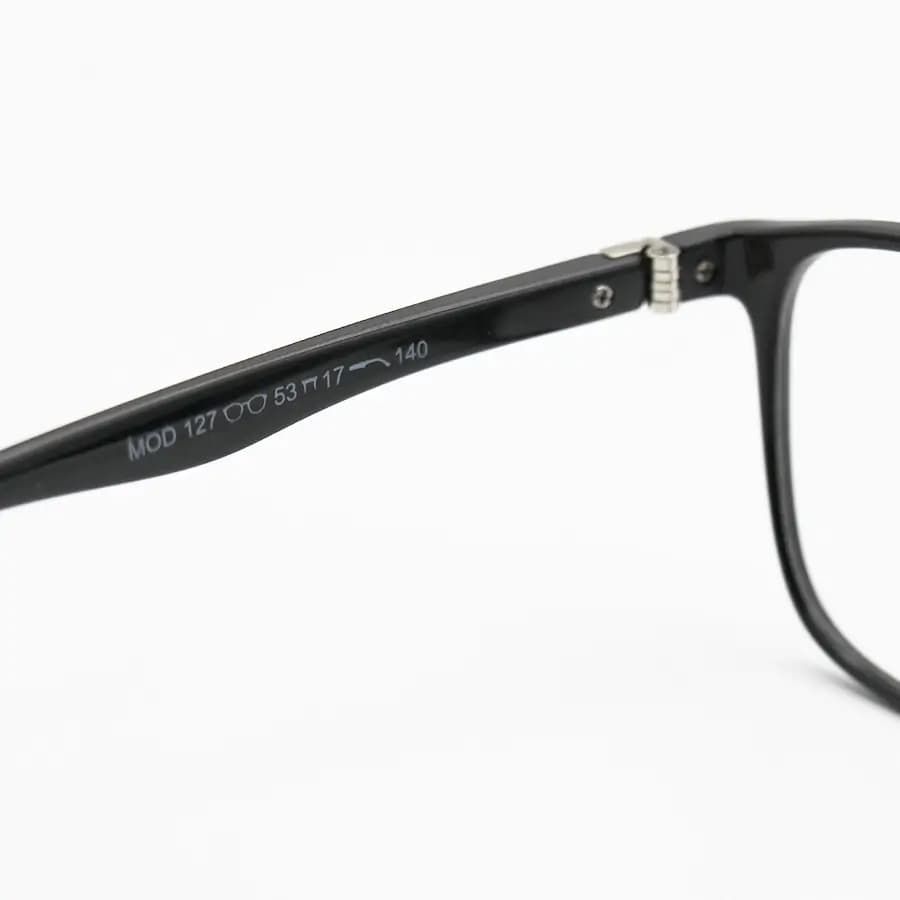 عینک طبی OPTICALL با فریم رنگ مشکی براق، مستطیلی شکل، جنس TR و ساخت ترکیه مدل MOD127 — تصویر ۷