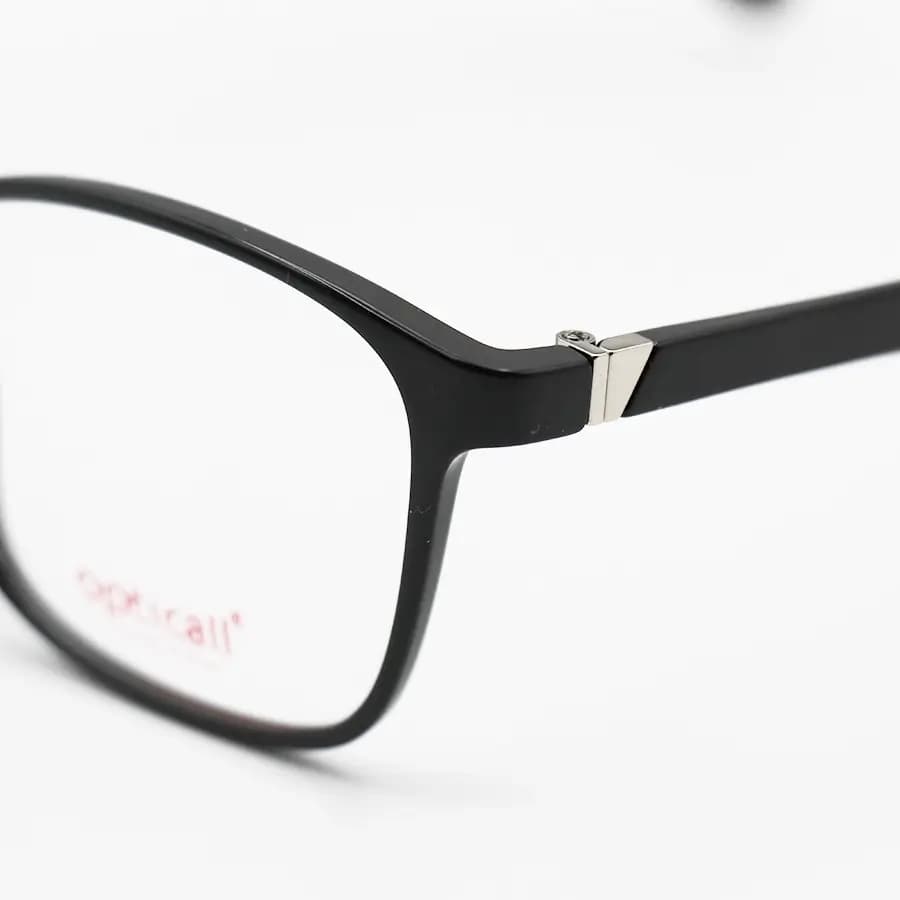 عینک طبی OPTICALL با فریم رنگ مشکی براق، مستطیلی شکل، جنس TR و ساخت ترکیه مدل MOD127 — تصویر ۶