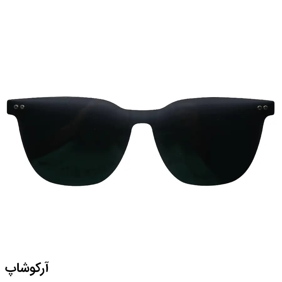 عینک طبی تک کاوره Ray-Ban با فریم رنگ مشکی مات، شکل مربعی، لولا فنردار و کاور دودی تیره و پلاریزه مدل OLD008A — تصویر ۸