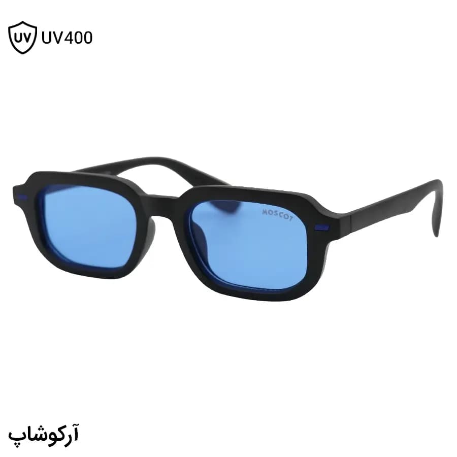 عینک شب موسکات با فریم مستطیلی شکل، رنگ مشکی مات و لنز آبی رنگ مدل SZ3206