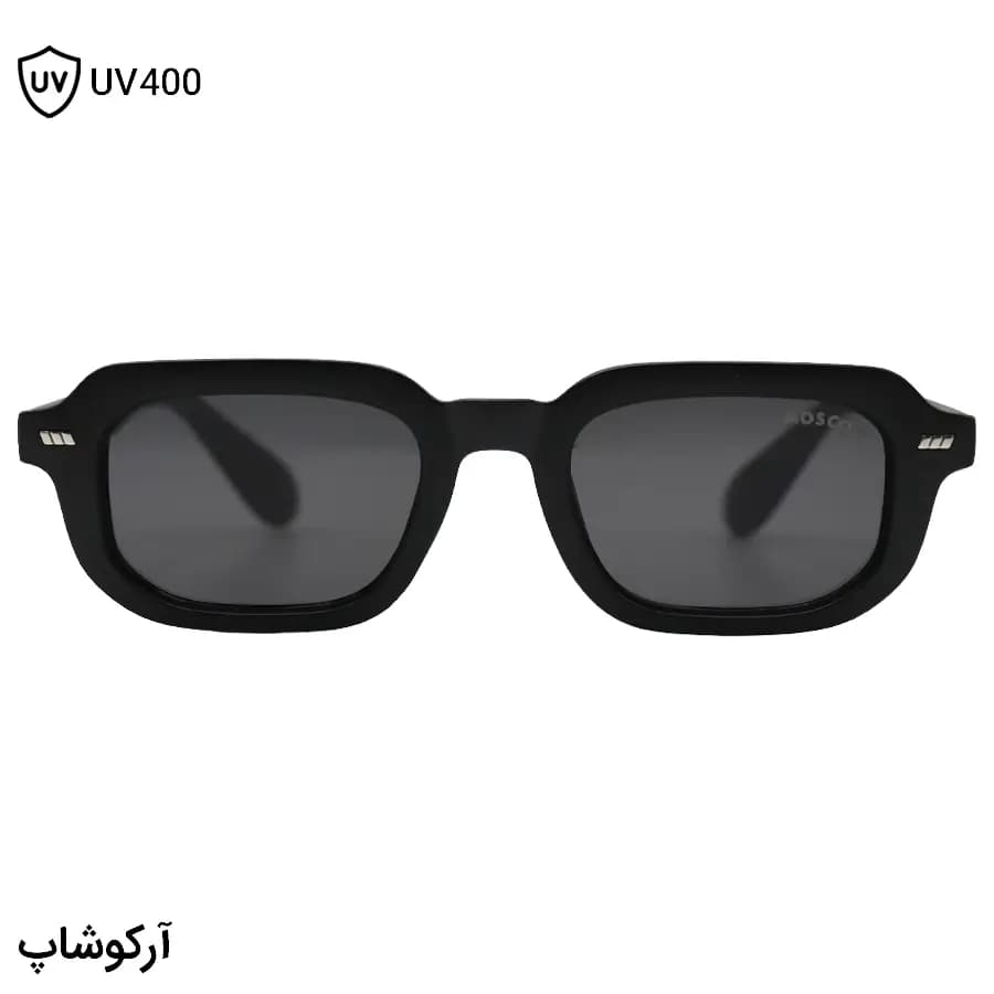عینک آفتابی Moscot با فریم مستطیلی شکل، رنگ مشکی مات و لنز بنفش تیره مدل SZ3206 — تصویر ۱۱