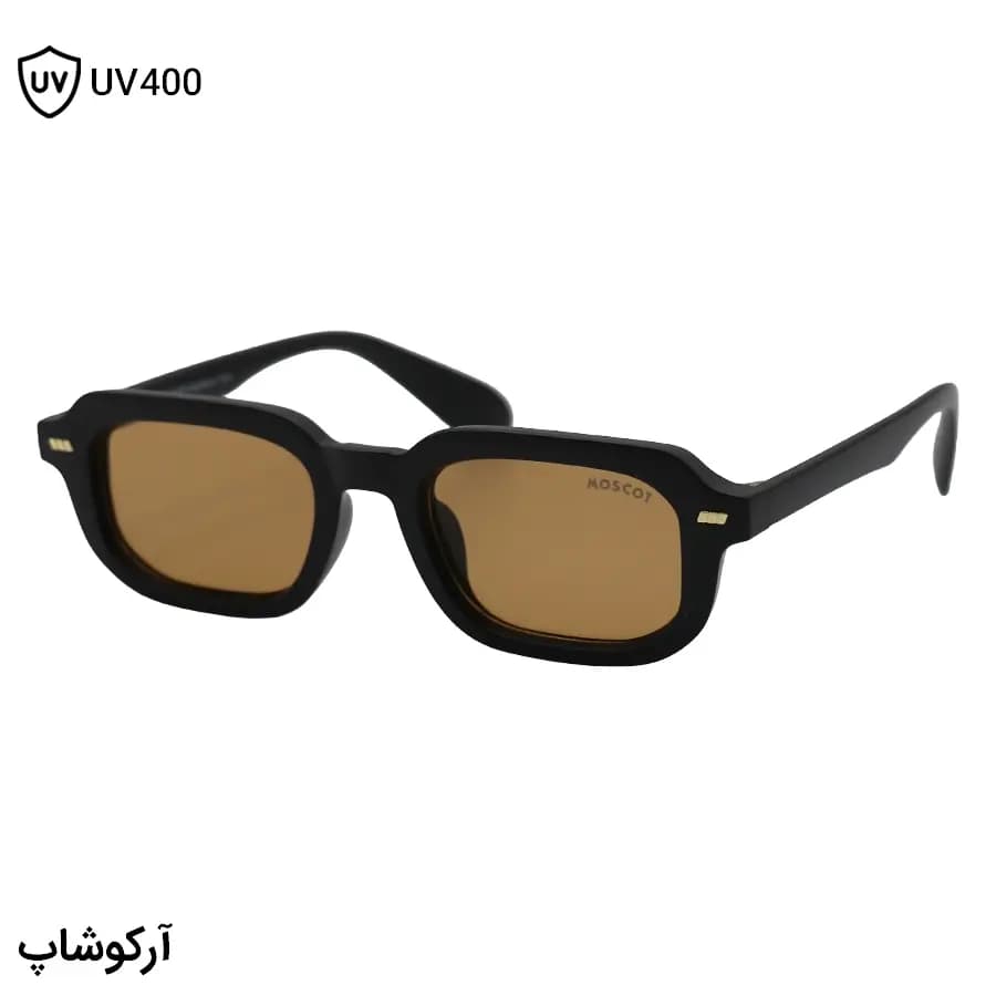 عینک آفتابی موسکات با فریم مستطیلی شکل، رنگ مشکی مات و لنز قهوه‌ای تیره مدل SZ3206