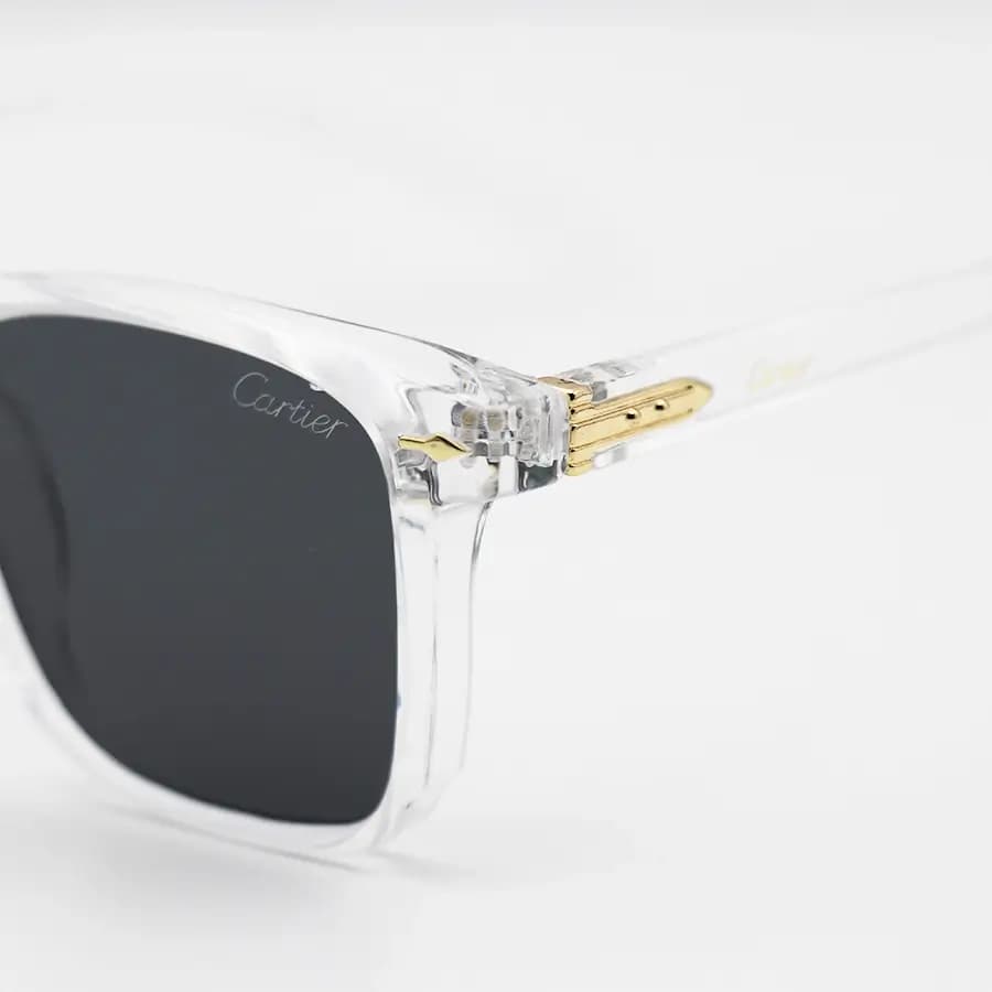 عینک آفتابی Cartier با فریم مربعی شکل، بی‌رنگ (شفاف) و لنز دودی تیره مدل 6019 — تصویر ۶