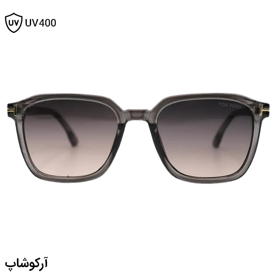 عینک آفتابی Tom Ford با فریم رنگ طوسی براق، مربعی شکل و لنز قهوه‌ای سایه روشن مدل 2809 — تصویر ۳