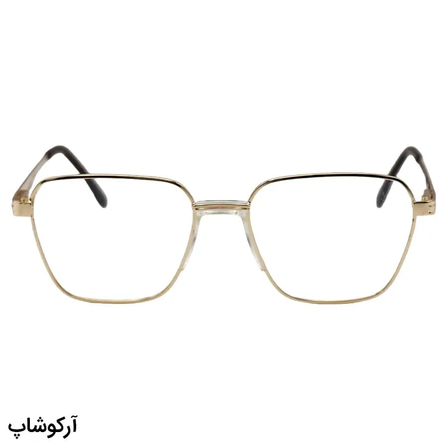 فریم عینک طبی با فریم رنگ طلایی، شکل چندضلعی، از جنس فلزی و لولا فنردار مدل 2205 — تصویر ۳