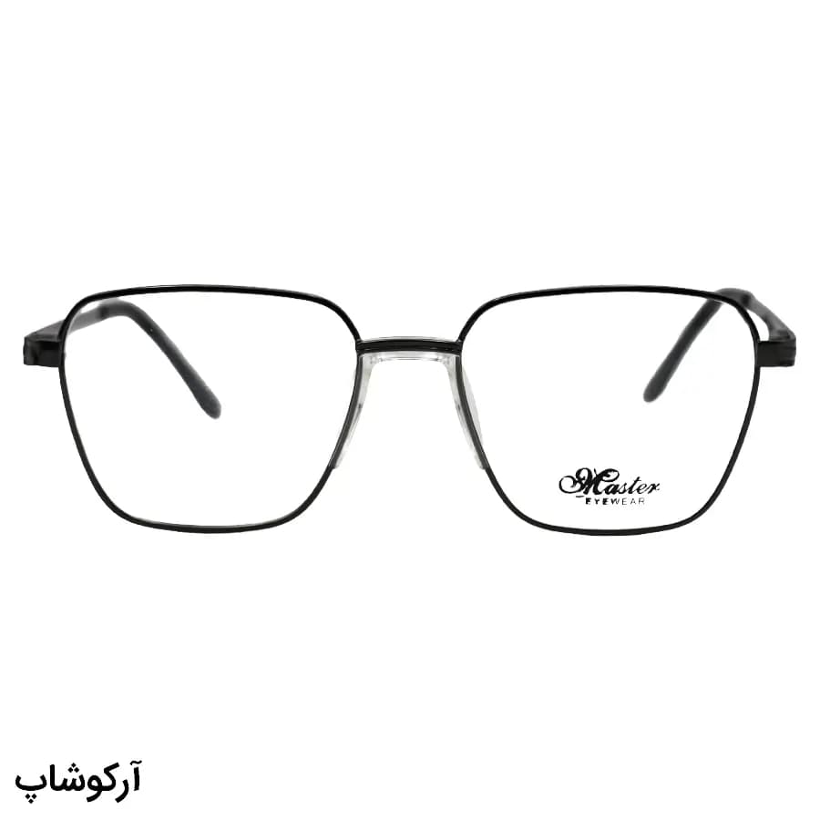 فریم عینک طبی با فریم رنگ نوک مدادی، شکل چندضلعی، از جنس فلزی و لولا فنردار مدل 2205 — تصویر ۳