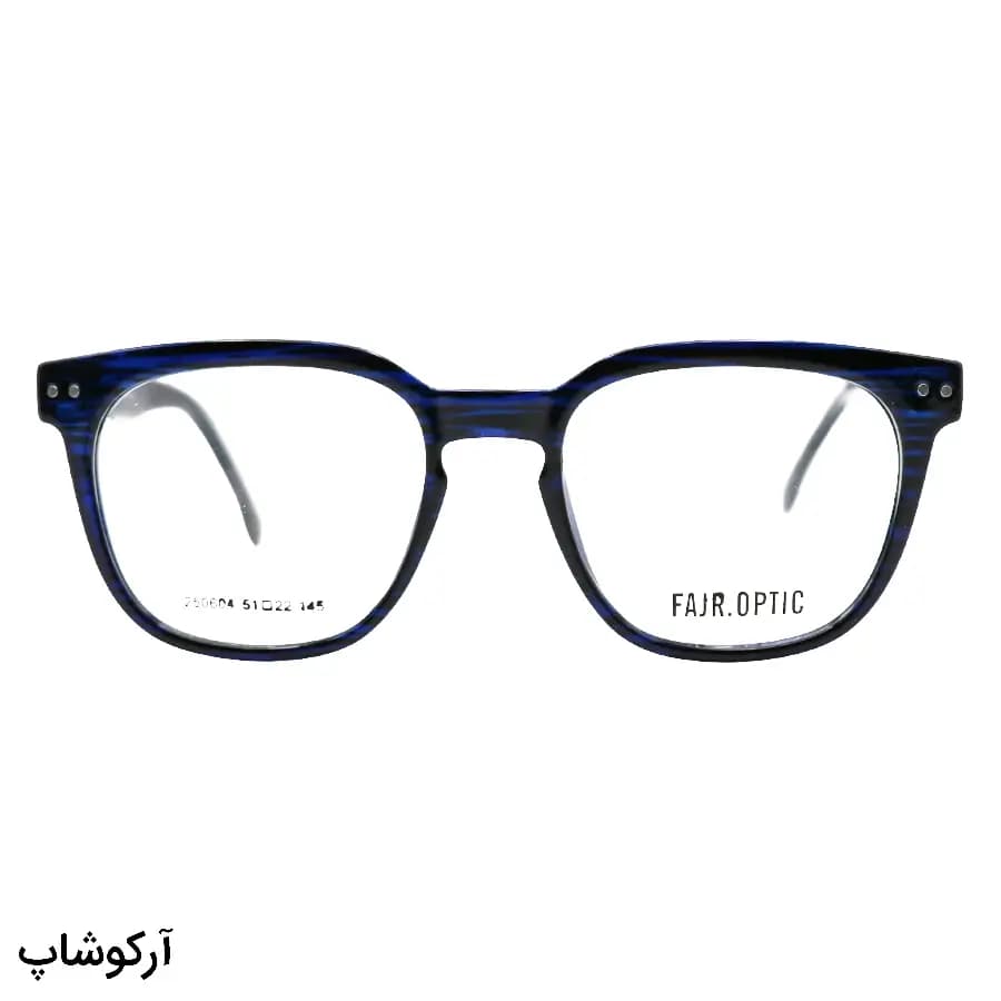 فریم عینک طبی با فریم رنگ سرمهای تیره، شکل مربعی، از جنس استات و دسته سیمدار و لولا فنردار مدل 250604 — تصویر ۲