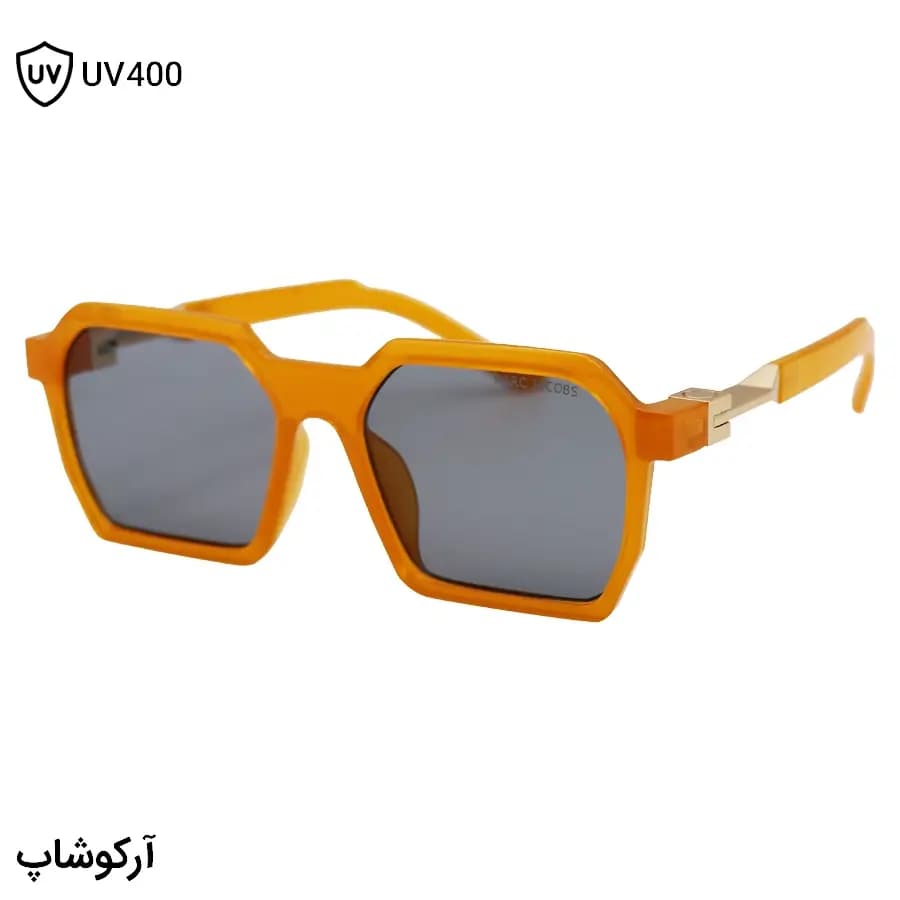 عینک آفتابی مارک جیکوبز با فریم رنگ نارنجی براق، شکل مربعی و لنز دودی تیره مدل 68891