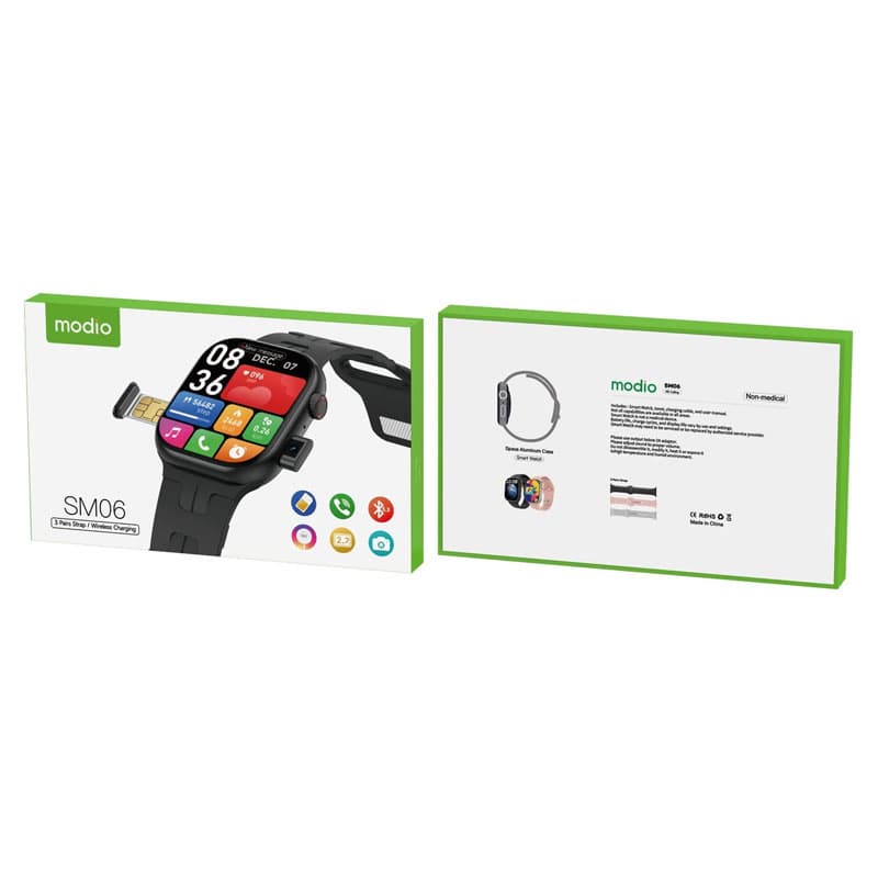 ساعت هوشمند سیم کارت خور مودیو اصل مدل Modio SM06 | به همراه ۳ جفت بند و دوربین مخفی + (گارانتی طلایی) — تصویر ۴