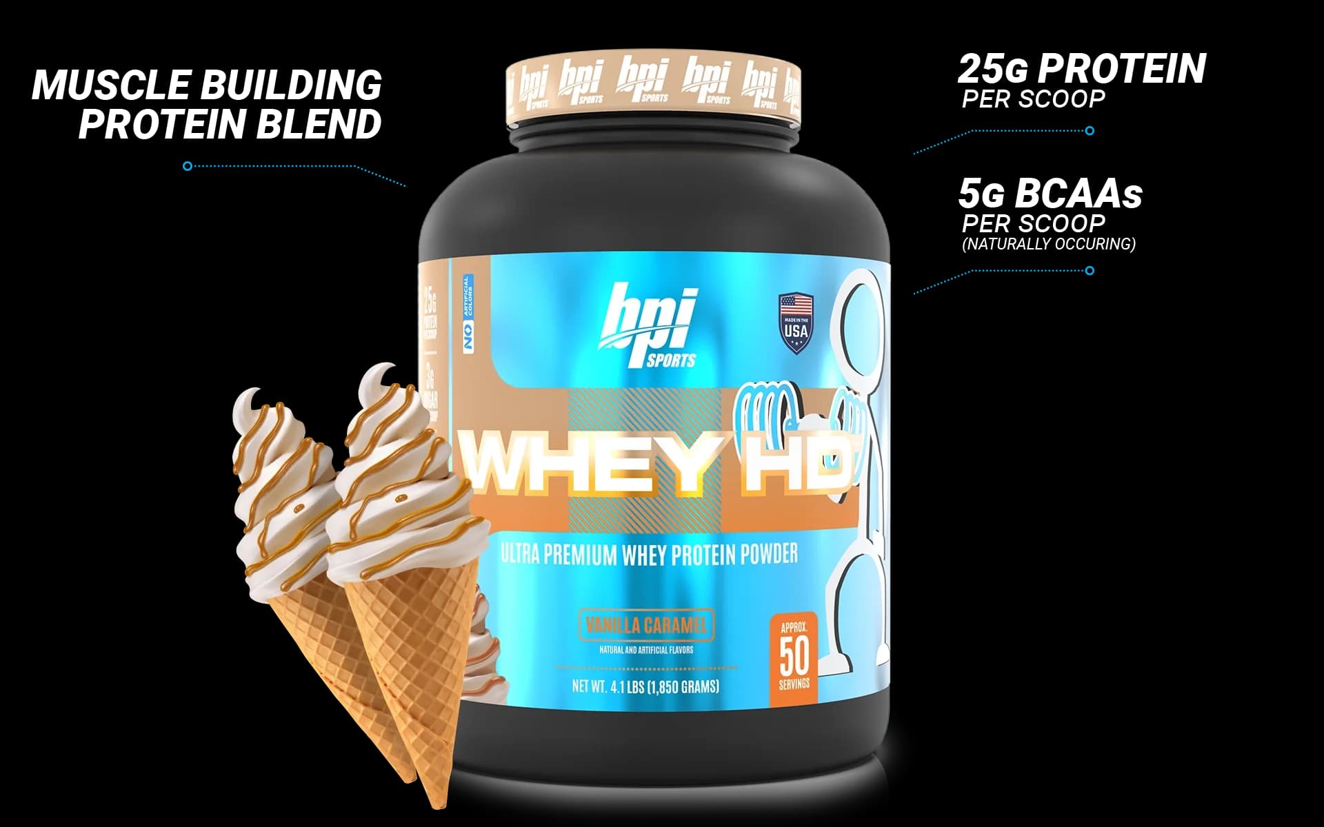 پروتئین وی اچ دی بی پی آی اصل BPI Sports Whey HD