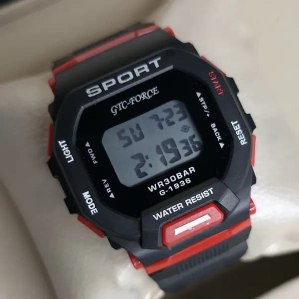 ساعت مچی اسپورت GTC-FORCE دیجیتال مشکی قرمز مدل G-1936 (ضدآب ) — تصویر ۲