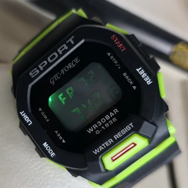 ساعت مچی اسپورت GTC-FORCE دیجیتال مشکی سبز مدل G-1936 (ضدآب ) — تصویر ۴