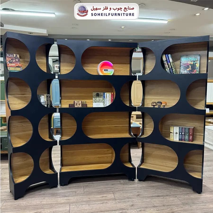 کتابخانه مینیمال مدل پینترستی سهیل عرض 1متر — تصویر ۳