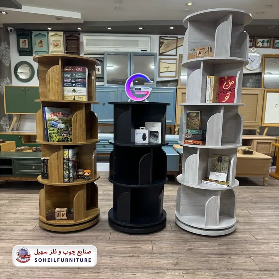 کتابخانه گردان مینیمال پینترستی مدل گردان 5طبقه سهیل — تصویر ۳