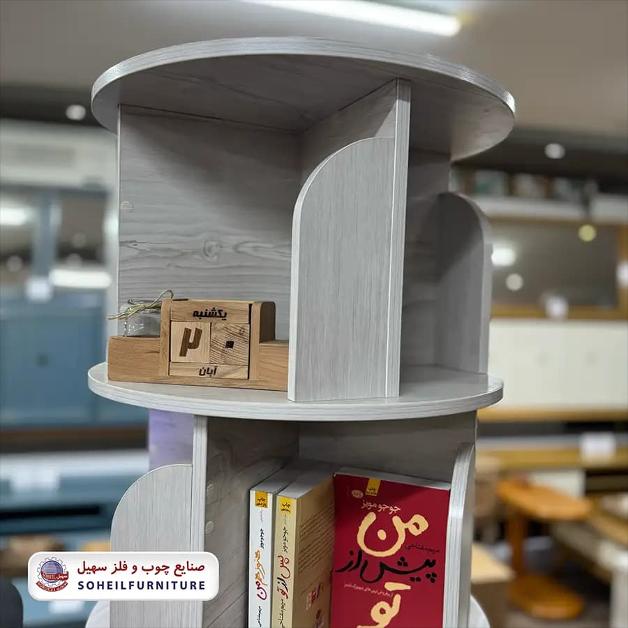 کتابخانه گردان مینیمال پینترستی مدل گردان 4طبقه سهیل — تصویر ۳