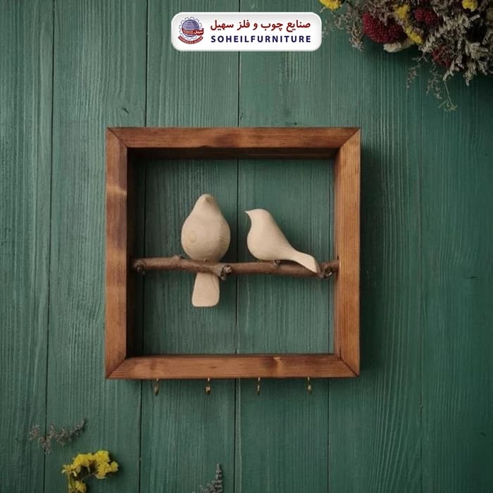 جاکلیدی دیواری چوبی فانتزی مدل پرنده سهیل
