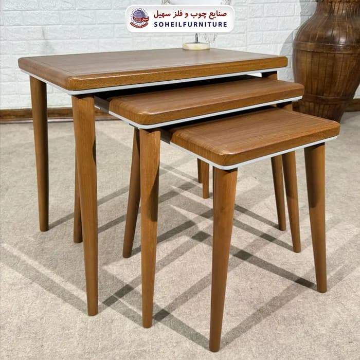 میز عسلی چوبی مدرن سه تیکه مدل 0091 سهیل — تصویر ۶