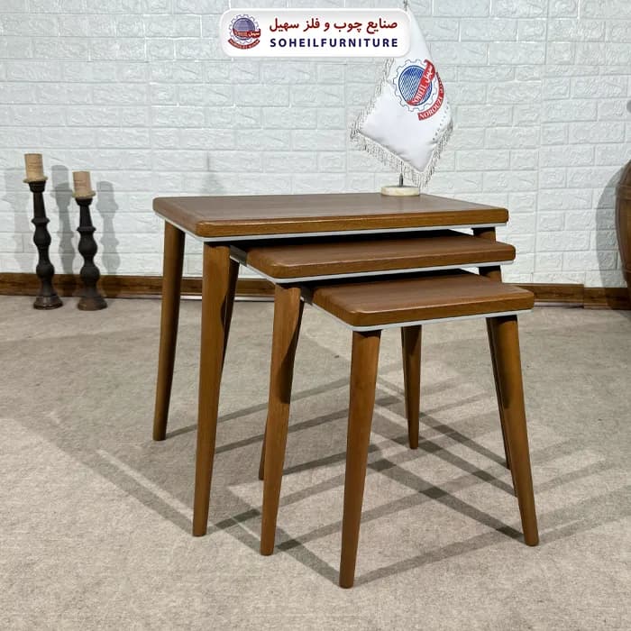میز عسلی چوبی مدرن سه تیکه مدل 0091 سهیل — تصویر ۵