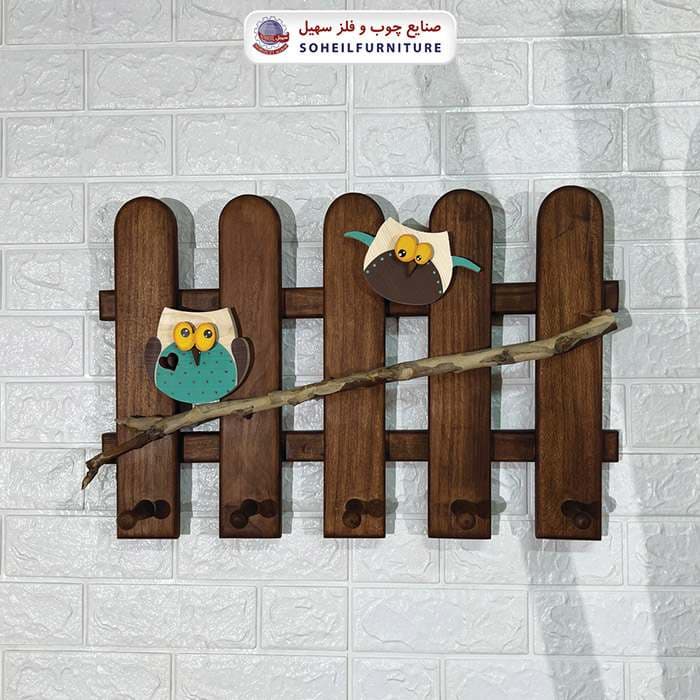 جالباسی دیواری فانتزی چوبی مدل جغد سهیل (چوب لباسی فانتزی) — تصویر ۵