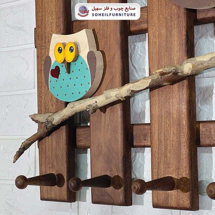 جالباسی دیواری فانتزی چوبی مدل جغد سهیل (چوب لباسی فانتزی) — تصویر ۴