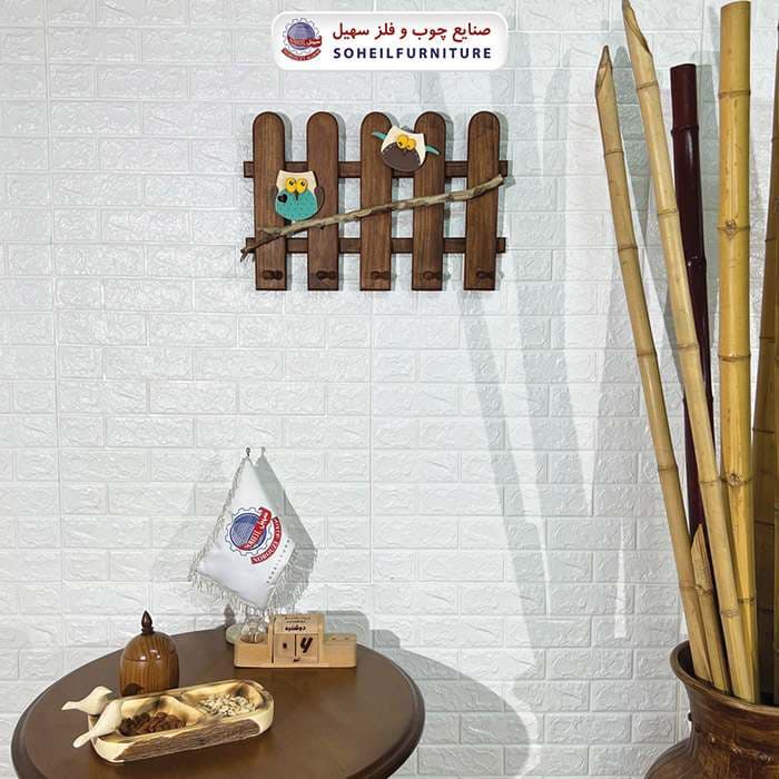 جالباسی دیواری فانتزی چوبی مدل جغد سهیل (چوب لباسی فانتزی)