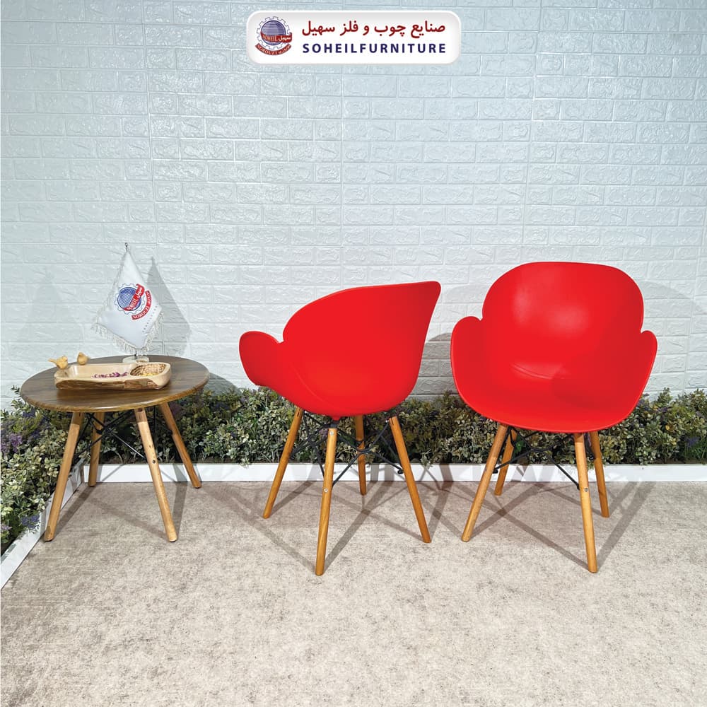صندلی چوبی ایفلی مدرن مدل صدف دسته دار سهیل (صندلی فایبرگلاس نشکن) — تصویر ۲