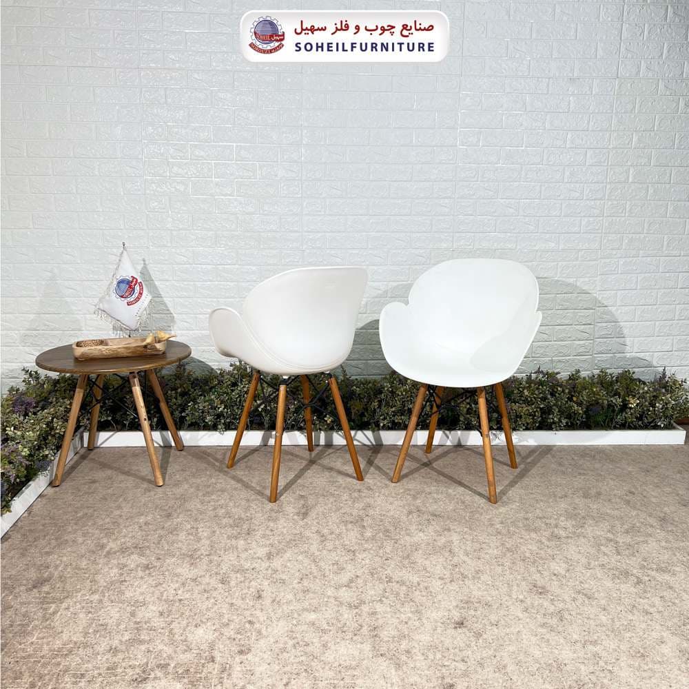 صندلی چوبی ایفلی مدرن مدل صدف دسته دار سهیل (صندلی فایبرگلاس نشکن)