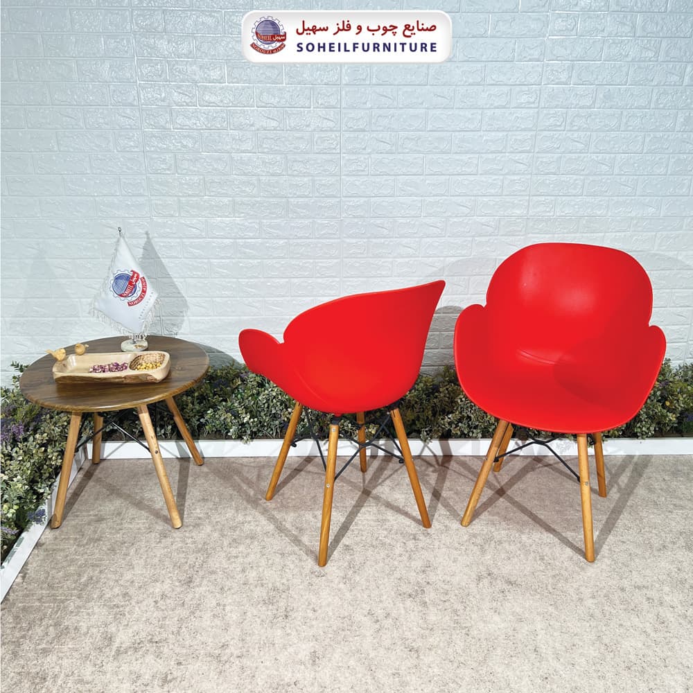 صندلی چوبی ایفلی مدرن مدل صدف دسته دار سهیل (صندلی فایبرگلاس نشکن) — تصویر ۳