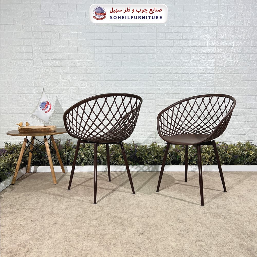صندلی ایفلی چوبی و فلزی مدرن مدل بامبو سهیل (صندلی فایبرگلاس نشکن) — تصویر ۵