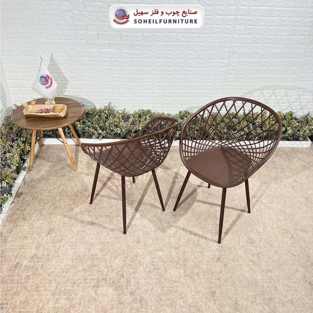 صندلی ایفلی چوبی و فلزی مدرن مدل بامبو سهیل (صندلی فایبرگلاس نشکن) — تصویر ۳